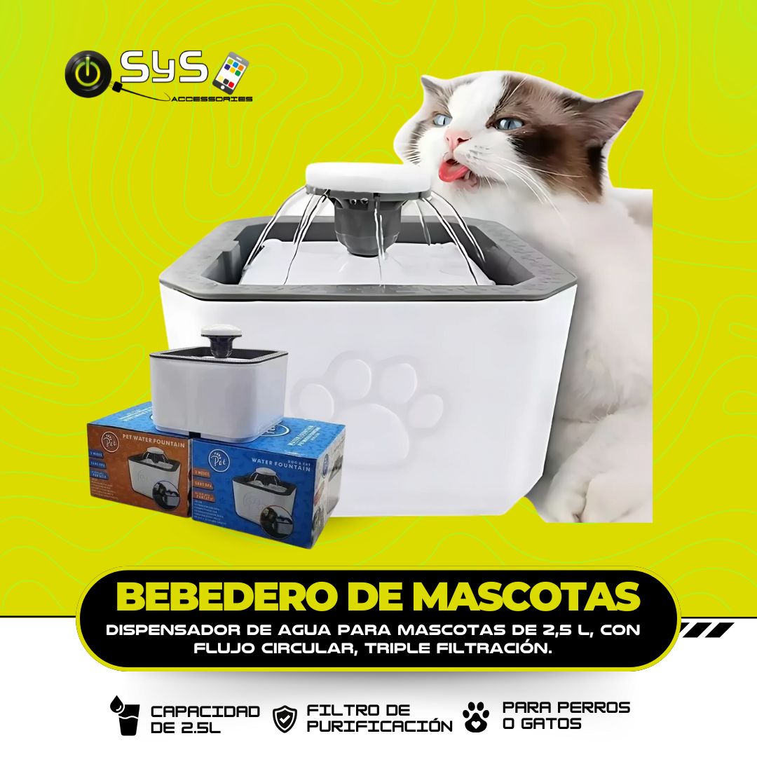 Fuente de Agua Bebedero de Mascotas