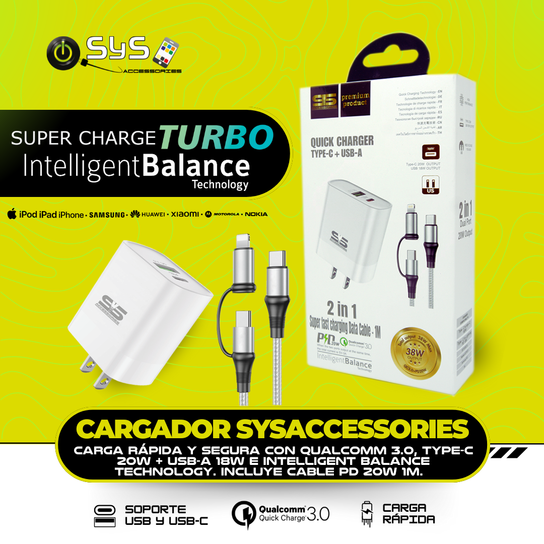 CARGADOR SYS CARGA RÁPIDA+CABLE