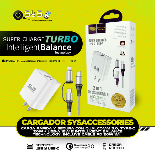CARGADOR SYS CARGA RÁPIDA+CABLE