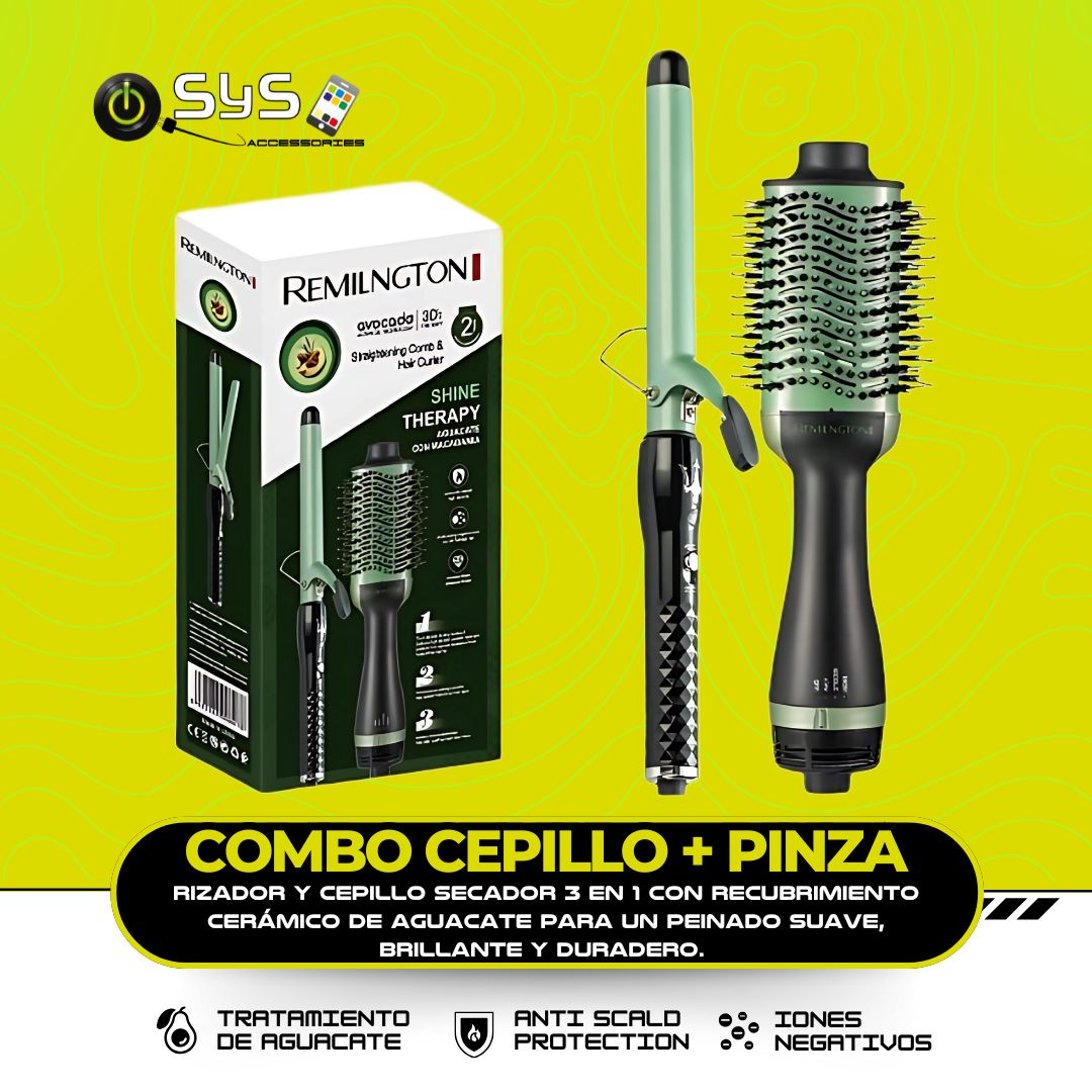 Combo Cepillo Secador Aguacate + Pinza