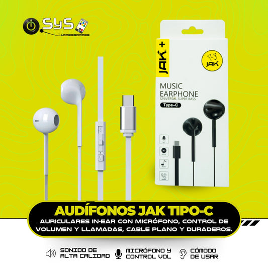 AUDÍFONOS JAK TIPO-C BLANCO