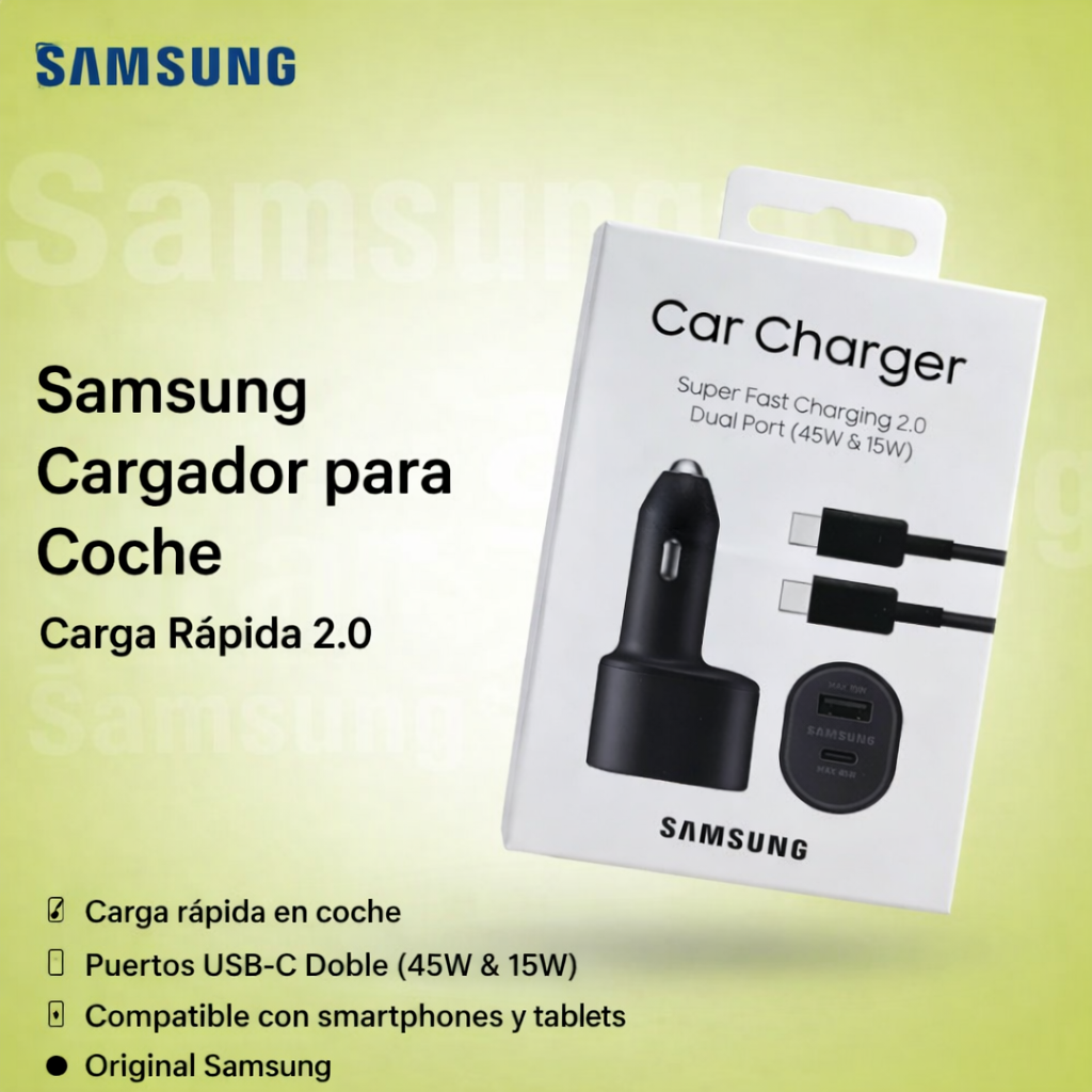 Samsung Car Charger Super Fast Charging 2.0 Dual Port 45W & 15W
