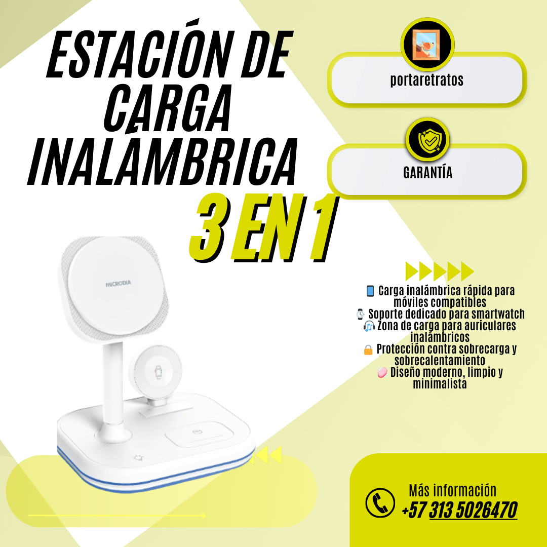 Base de carga inalámbrica 3 en 1