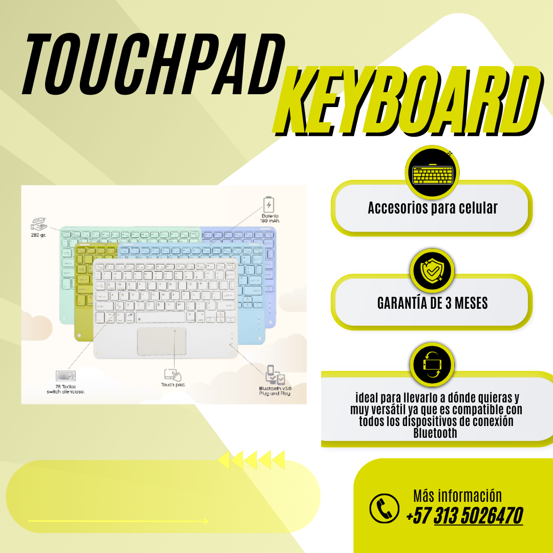 Teclado Bluetooth con Touchpad para Celular y Tablet