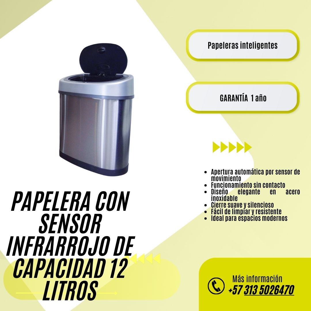 Basurero Inteligente con Sensor Automático 12 L