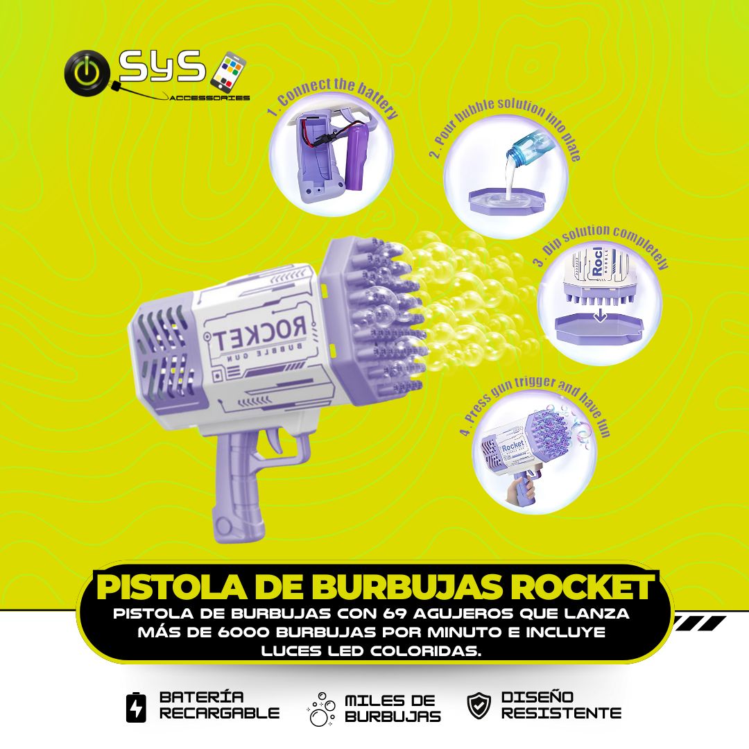 Pistola de burbujas ROCKET
