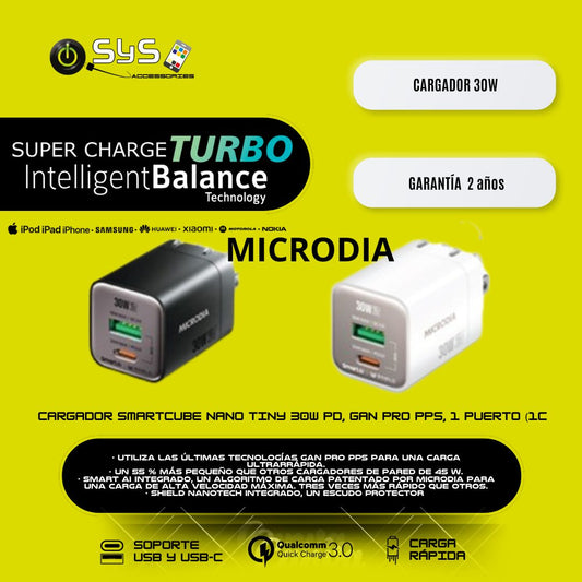 Cargador SMARTCube Nano Tiny 30W PD, GaN Pro PPS