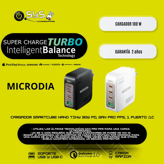 Cargador SMARTCube Nano Tiny 100W PD, GaN Pro PPS