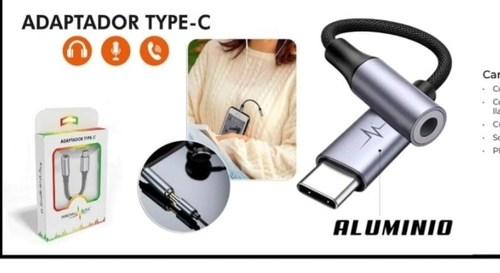 Adaptador Type-C a 3.5mm Aluminio - Audio, Micrófono y Llamadas