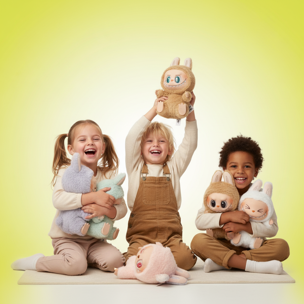 Niños jugando con Labubu