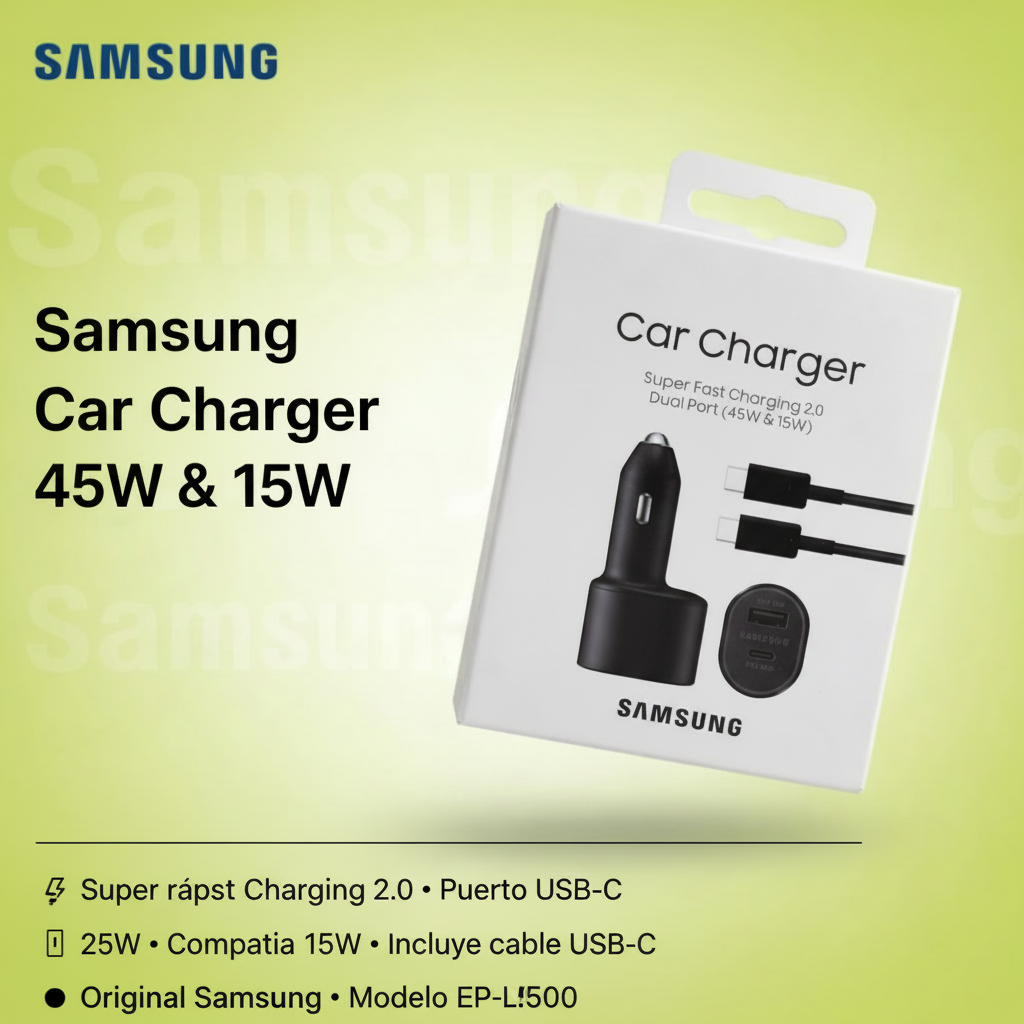 Samsung Car Charger Super Fast Charging 2.0 Dual Port 45W & 15W